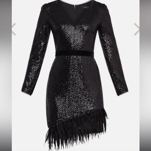 NWT BCBGMAXAZRIA SEQUIN FEATHER COCKTAIL DRESS